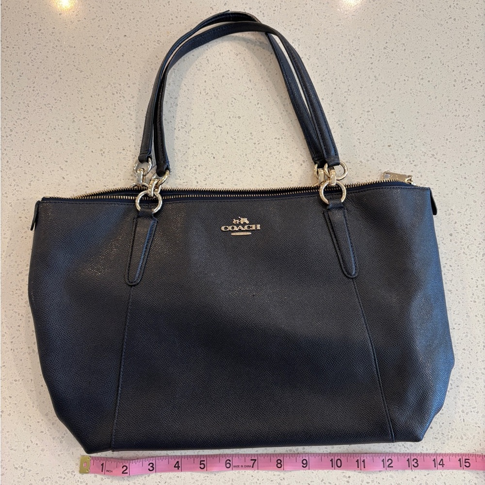 Coach Black Leather Double-Handle Tote - Picture 2 of 16